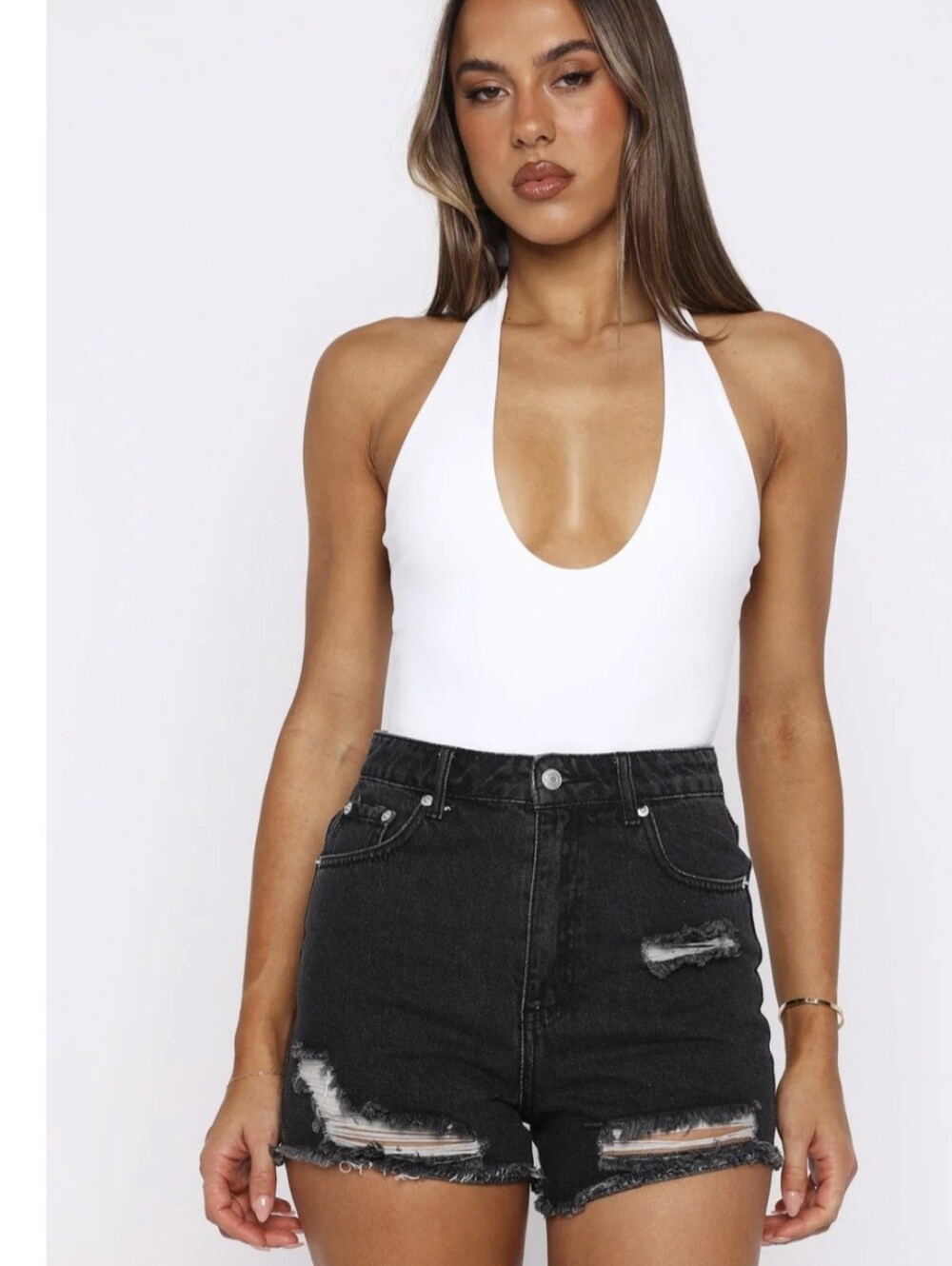 White Fox Womens What Are We Denim Shorts Vintage Black Wash